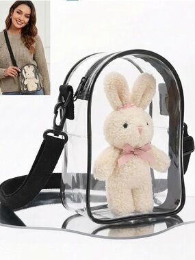 Clear crossbody bag carrier with adjustable strap